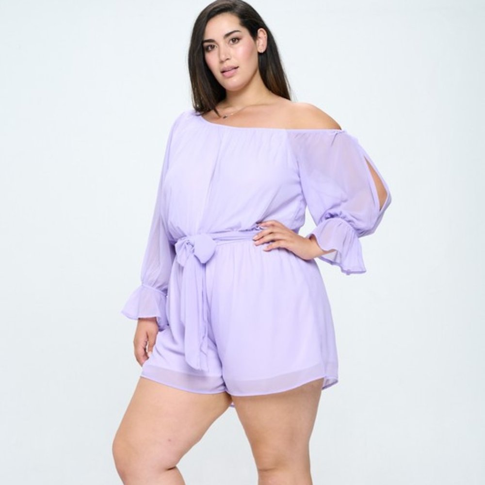 Multi chifon lavender one shoulder plus size romper